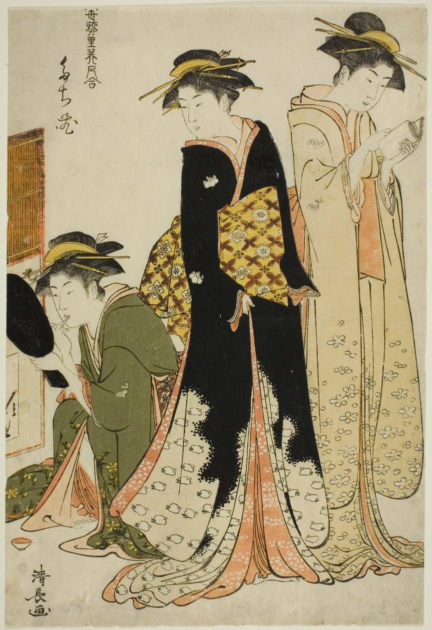 Entertainers of the Tachibana, från serien "A Collection of Contemporary Beauties of the Pleasure Quarters (Tosei yuri bijin awase)" av Torii Kiyonaga