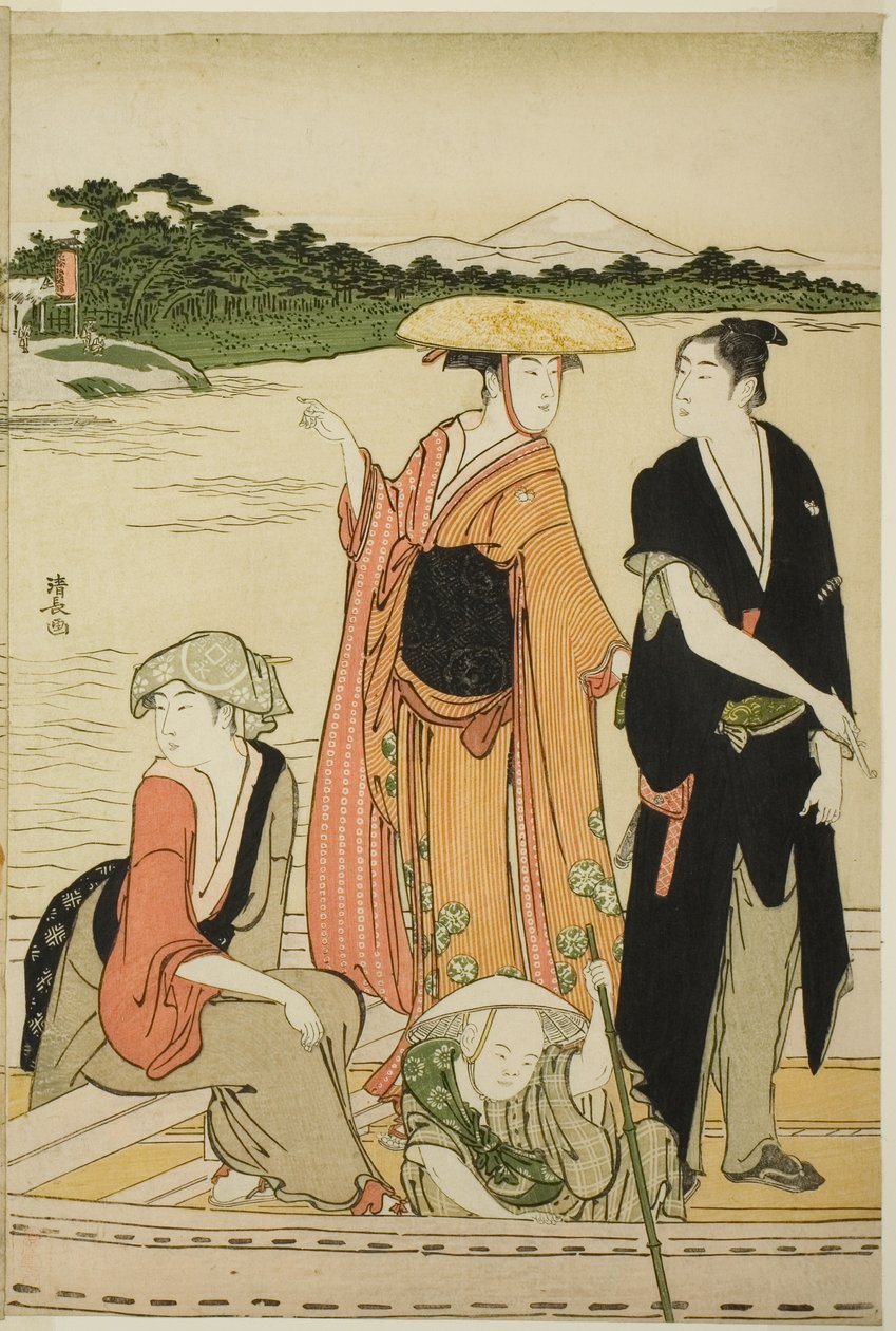 Färja på Rokugofloden av Torii Kiyonaga