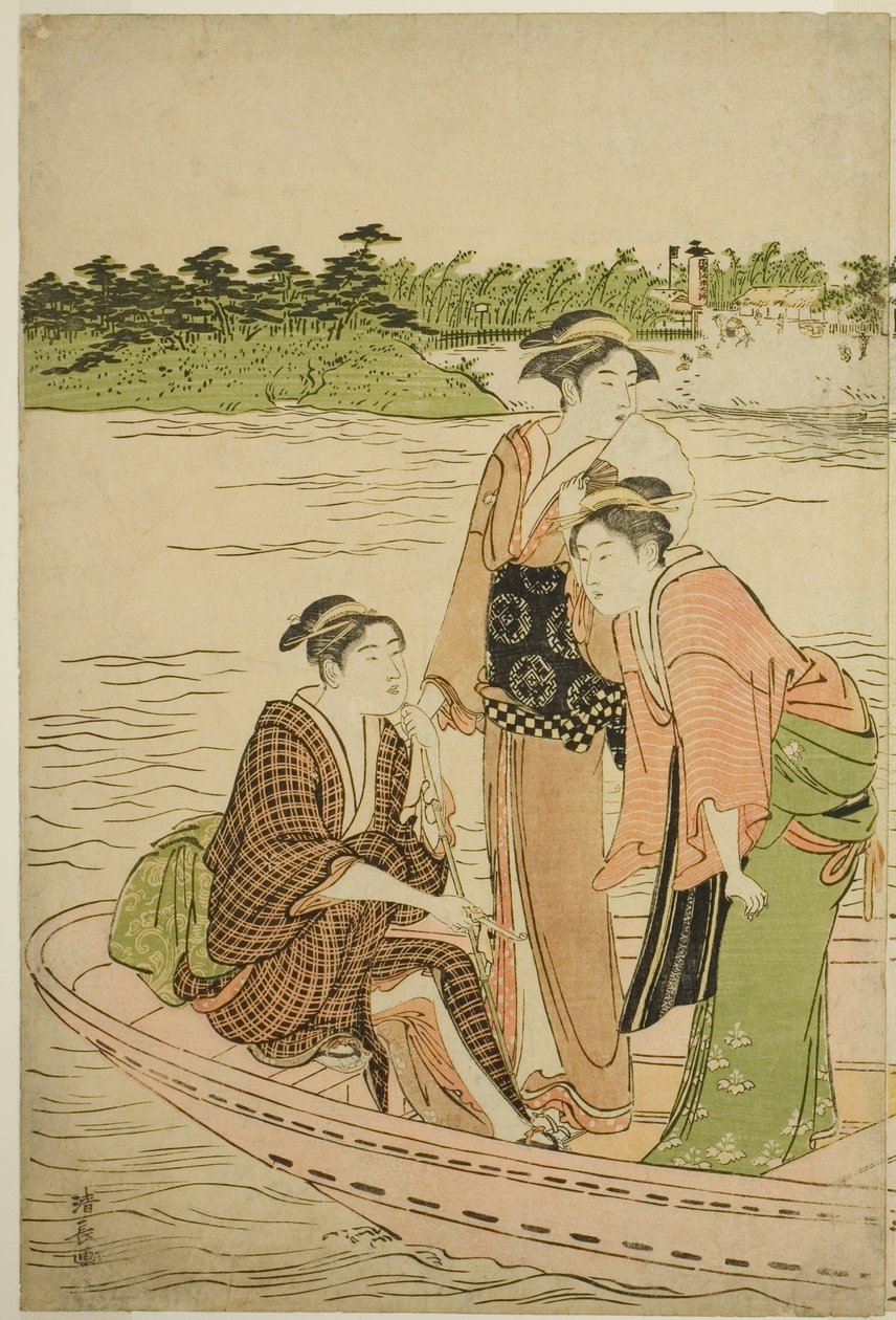 Färja på Rokugofloden av Torii Kiyonaga
