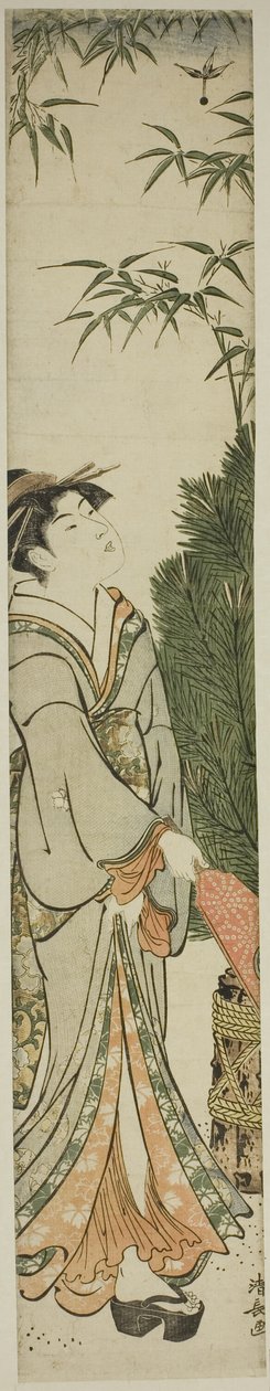 Geisha som spelar Battledore och fjäderboll av Torii Kiyonaga