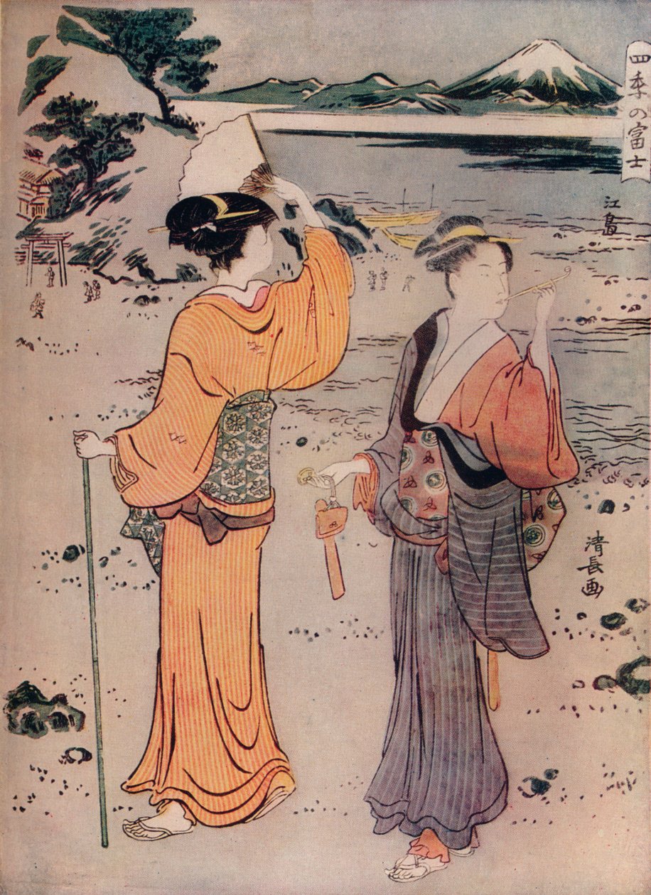Girls on the Seashore, c1600-talet, 1914 av Torii Kiyonaga