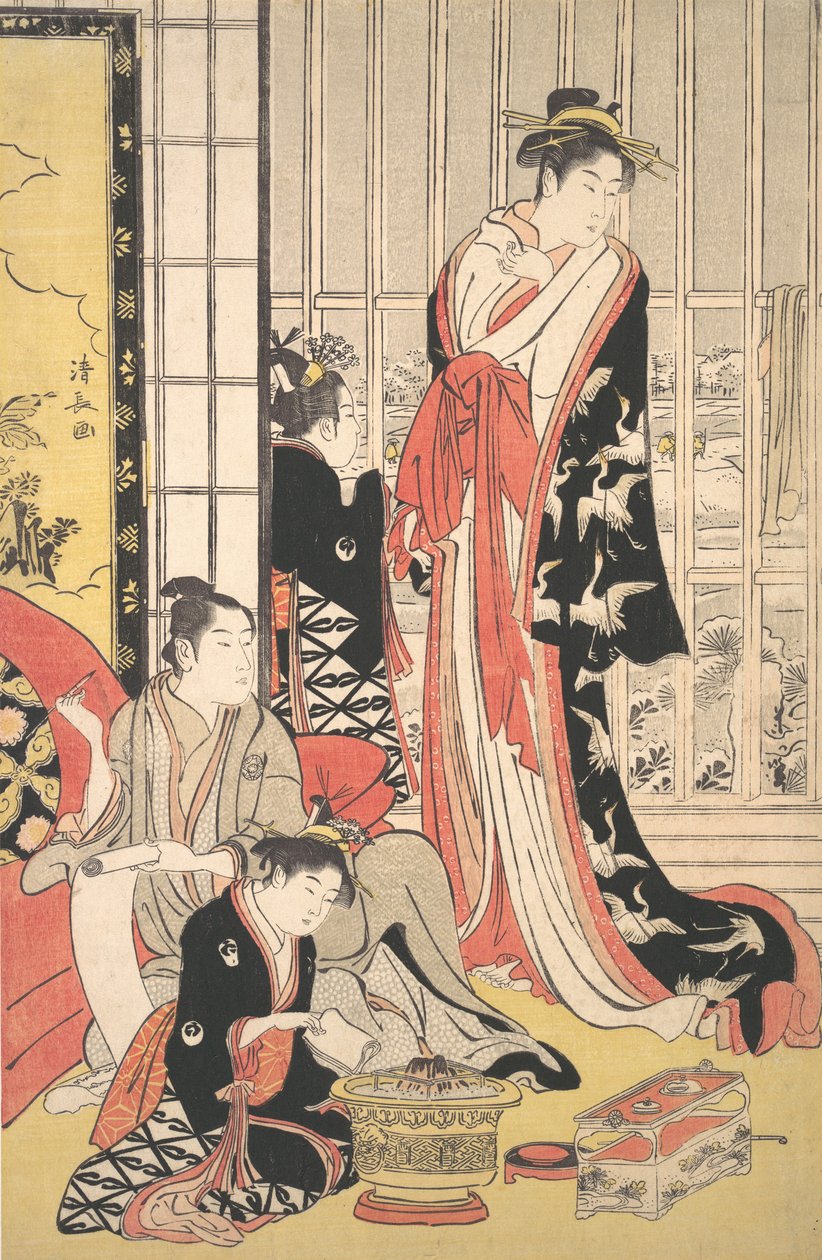 Interiörscen, ca. 1788. av Torii Kiyonaga