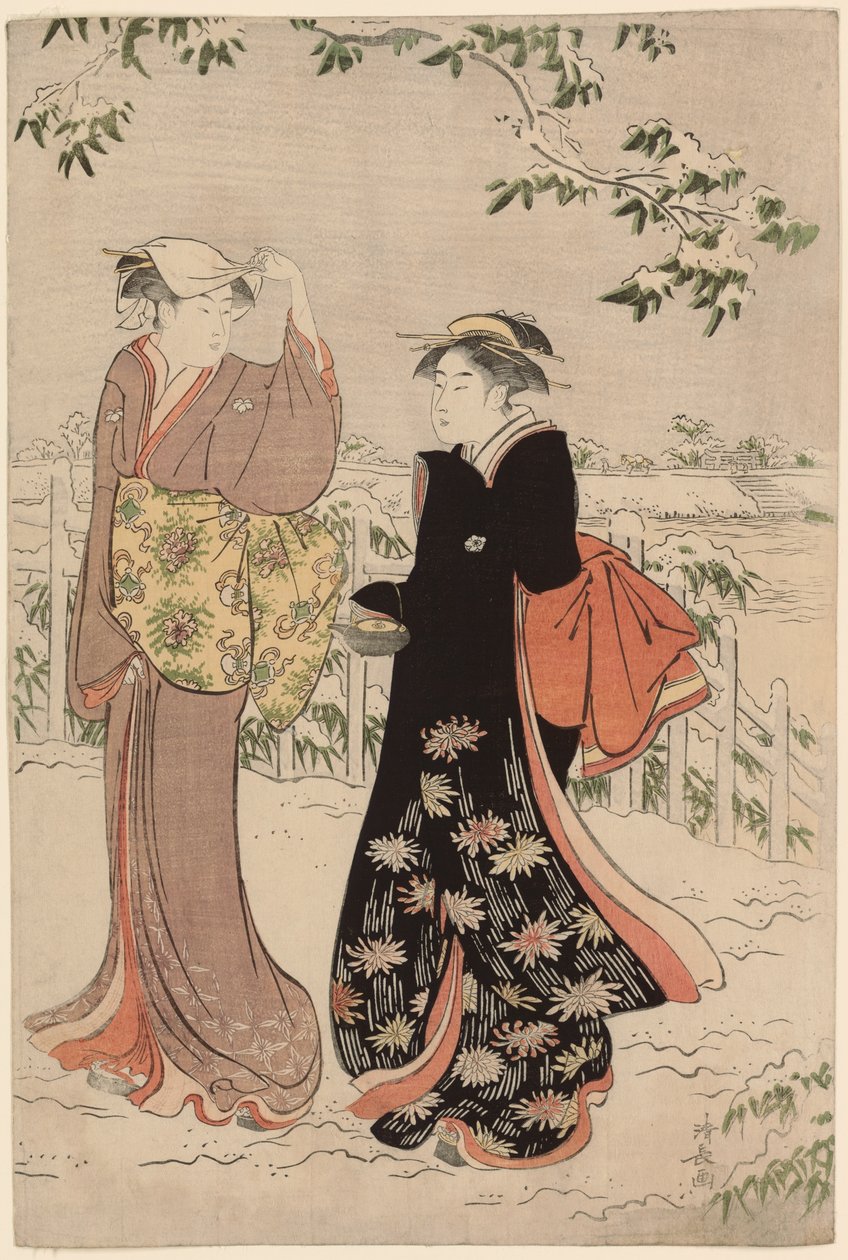 Matsuchi Hill efter snöfall av Torii Kiyonaga