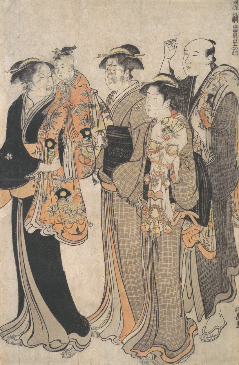 Mamma bär sin flicka till Miya Mairi, ca. 1784. av Torii Kiyonaga