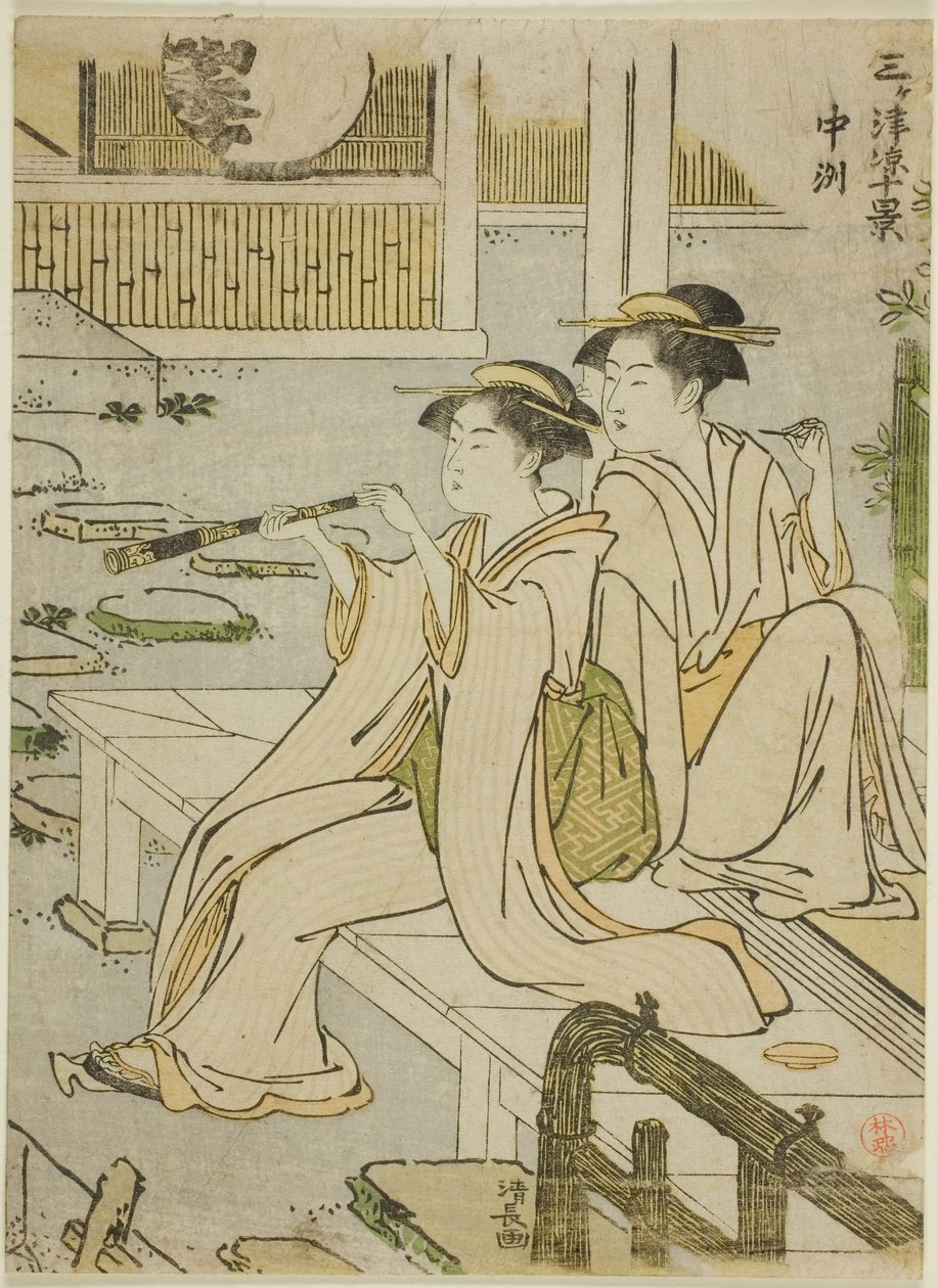 Nakasu, från serien "Ten Scenes of Enjoying the Cool in the Three Cities (Sangatsu ryo jikkei)" av Torii Kiyonaga