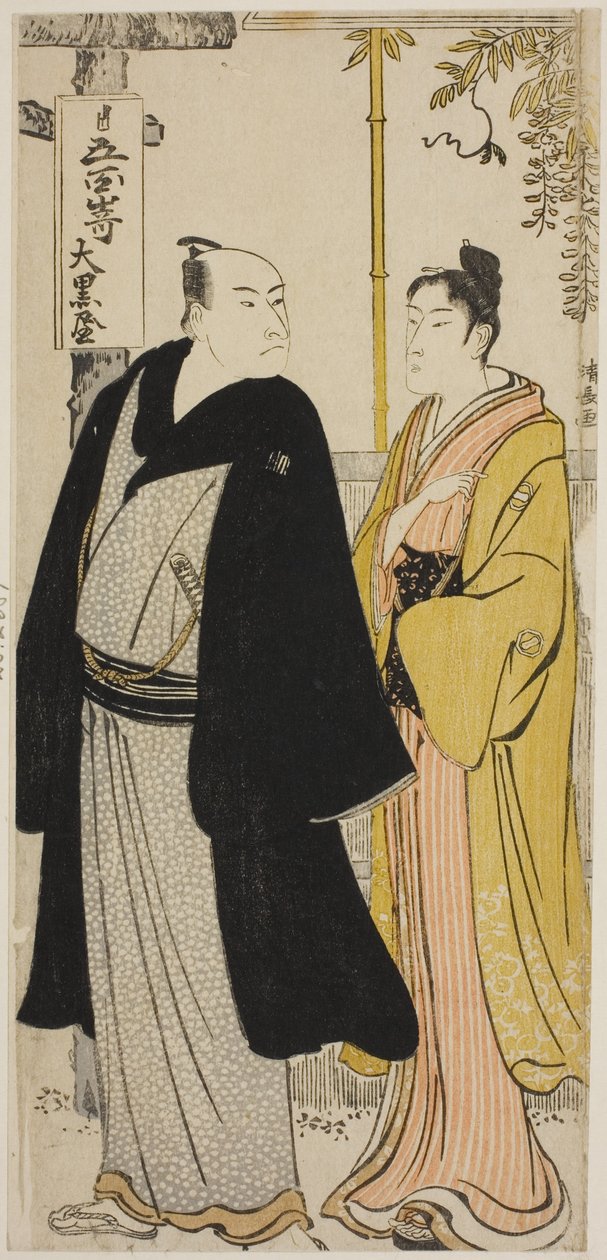 Skådespelarna Nakamura Nakazo I och Azuma Tozo, från en onamnlad serie bilder som visar skådespelare i privatlivet av Torii Kiyonaga