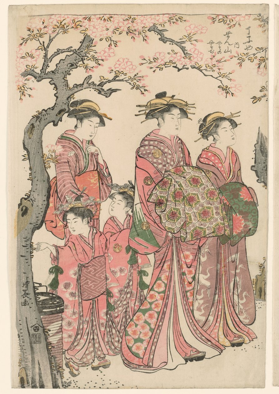 te te te san s senzan, yano, plan d och bas f av Torii Kiyonaga