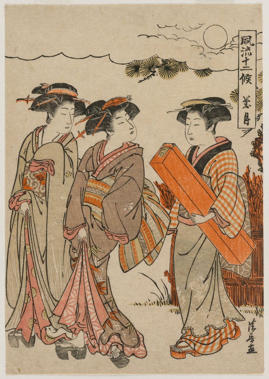 Den åttonde månaden från serien Fashionable Presentations of the Twelve Months, 1779. av Torii Kiyonaga
