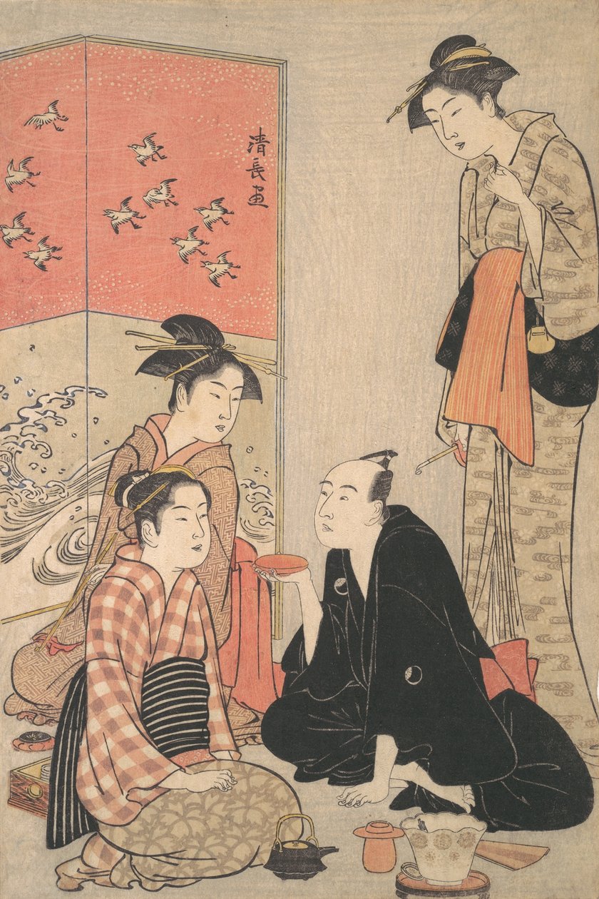 Kabuki-skådespelaren Sawamura Sojuro III och kurtisaner, ca. 1783-84. av Torii Kiyonaga