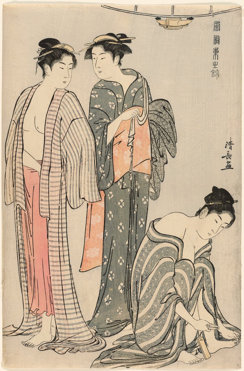 Three Women after a Bath, från serien "A Brocade of Eastern Manners (Fuzoku Azuma no nishiki)" av Torii Kiyonaga