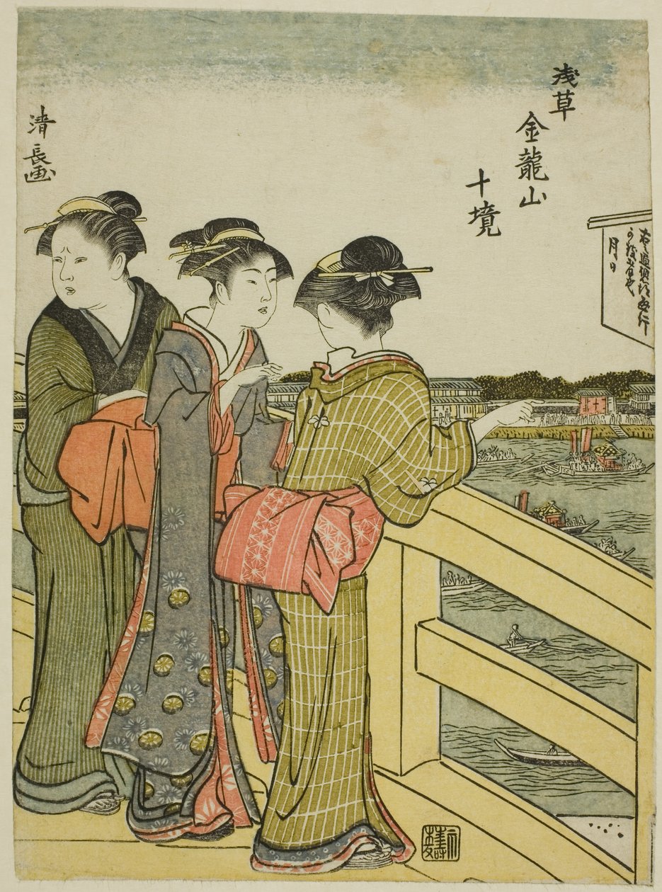 Utsikt från Azuma Bridge, från serien "Ten Precincts of Kinryuzan Temple in Asakusa (Asakusa Kinruzan jikkei)" av Torii Kiyonaga