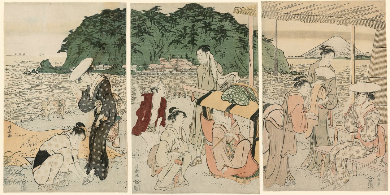 Besökare i Enoshima av Torii Kiyonaga