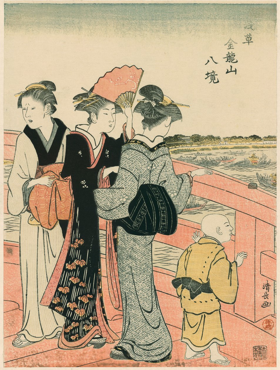 Titta på vattenfestivalen från Azuma Bridge, från serien "Eight Precincts of the Kinryuzan Temple in Asakusa (Asakusa Kinruzan hakkei)" av Torii Kiyonaga