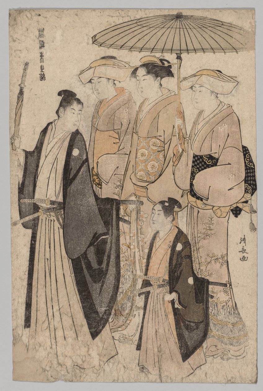 Kvinna från Yoshiwara och skötare, 1752-1815. av Torii Kiyonaga