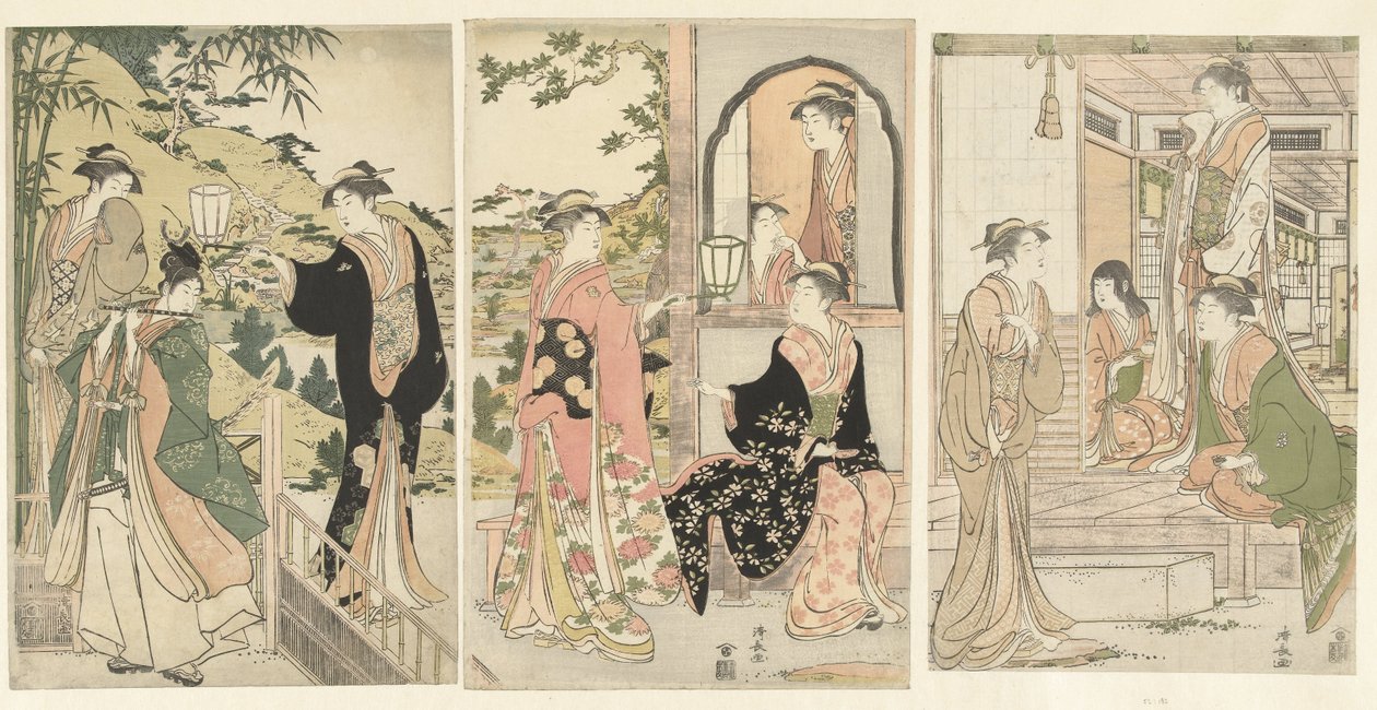 Yoshitsune serrenader Joruri hime av Torii Kiyonaga