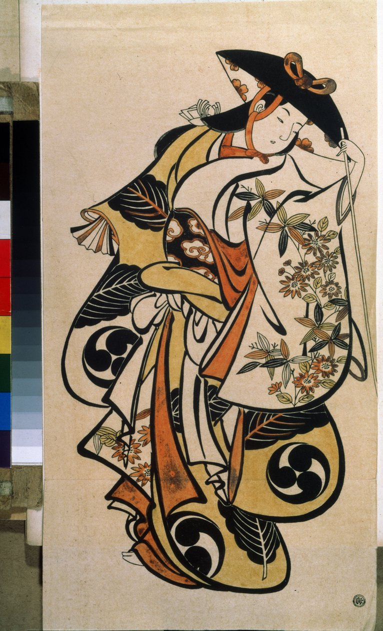Manlig skådespelare som spelar kvinnan. Tryck av Torii Kiyonobu den äldre (1664-1729) av Torii Kiyonobu I