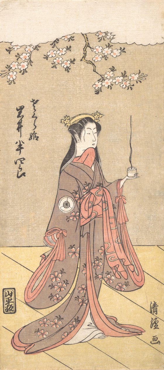 Skådespelaren Iwai Hanshiro IV som Sakura Hime, körsbärsprinsessan, 1767. av Torii Kiyotsune