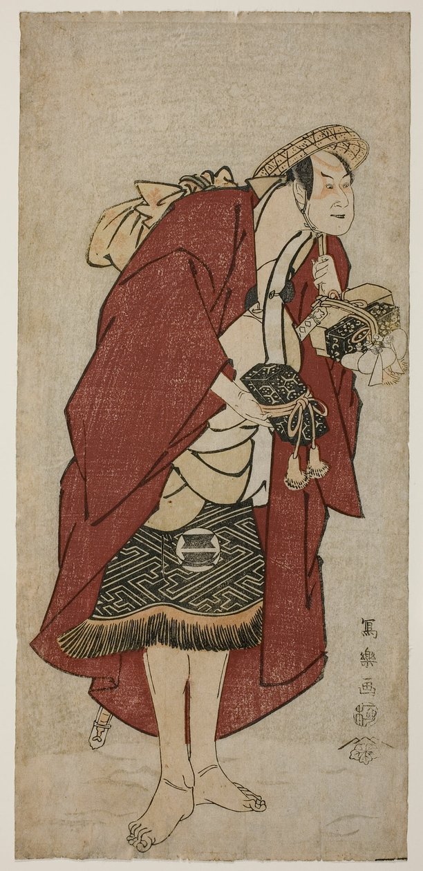 Skådespelaren Sakata Hangoro III som brudgummen Abumizuri no Iwazo i Koriyama, faktiskt Kurisaka Taro Tomonori av Toshusai Sharaku