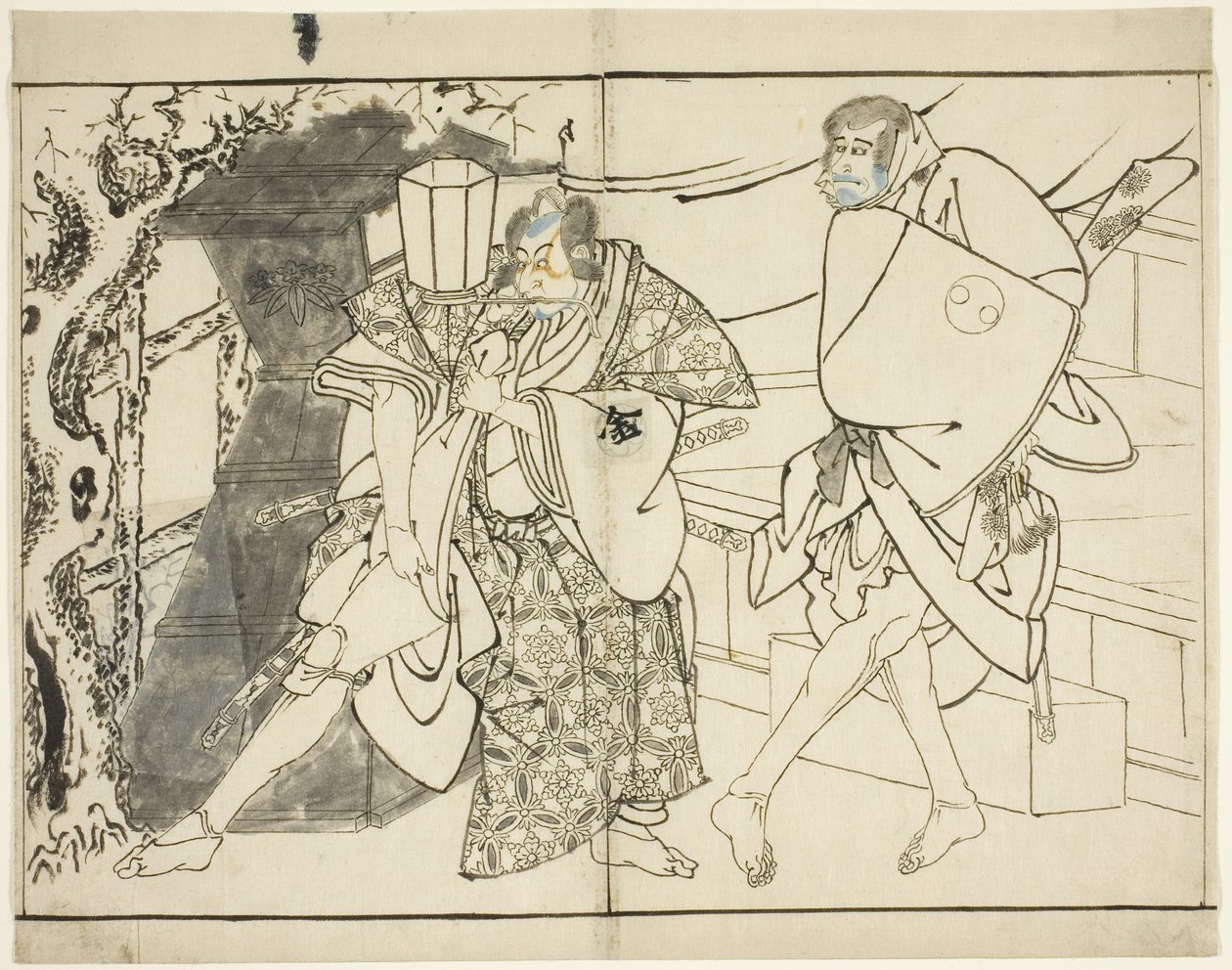 Skådespelarna Arashi Ryuzo och Morita Kanya VIII, av Toshusai Sharaku