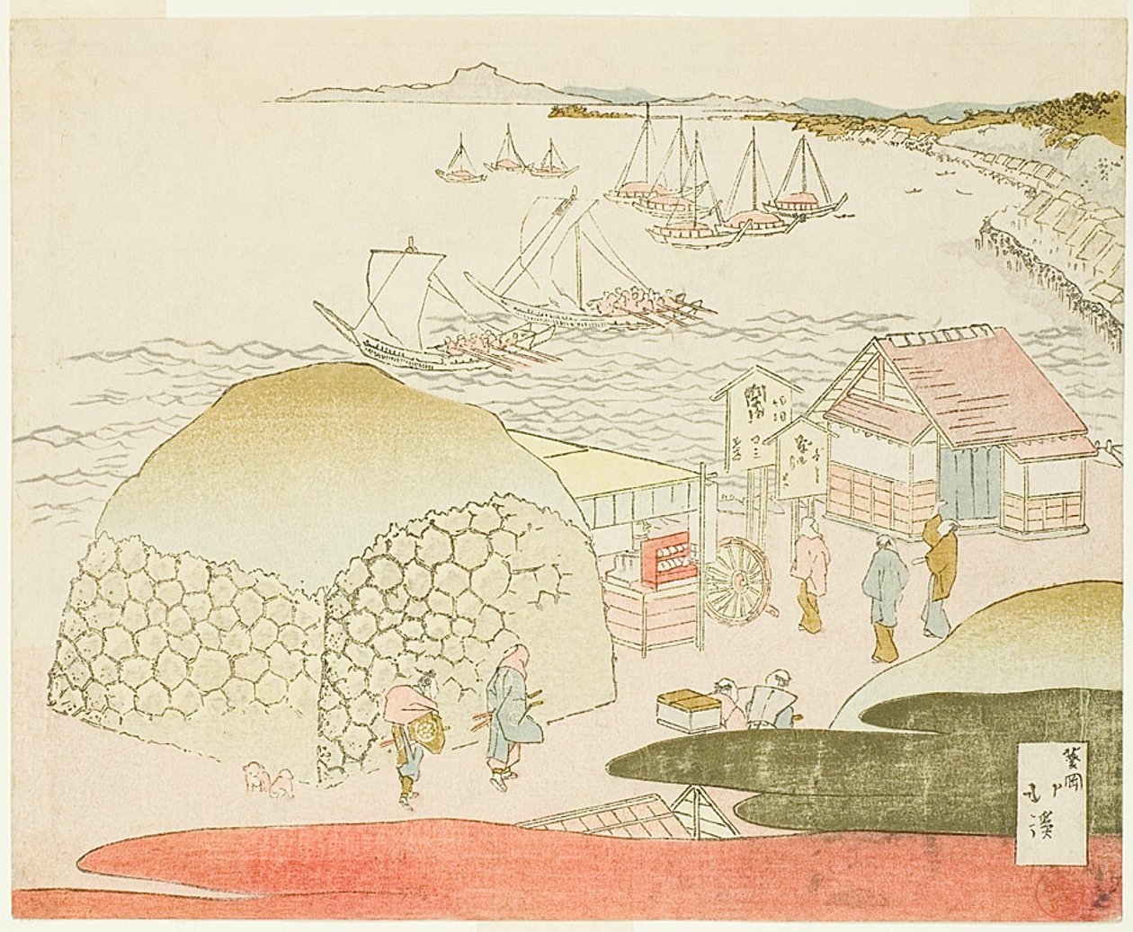 En vy över Takanawa av Totoya Hokkei