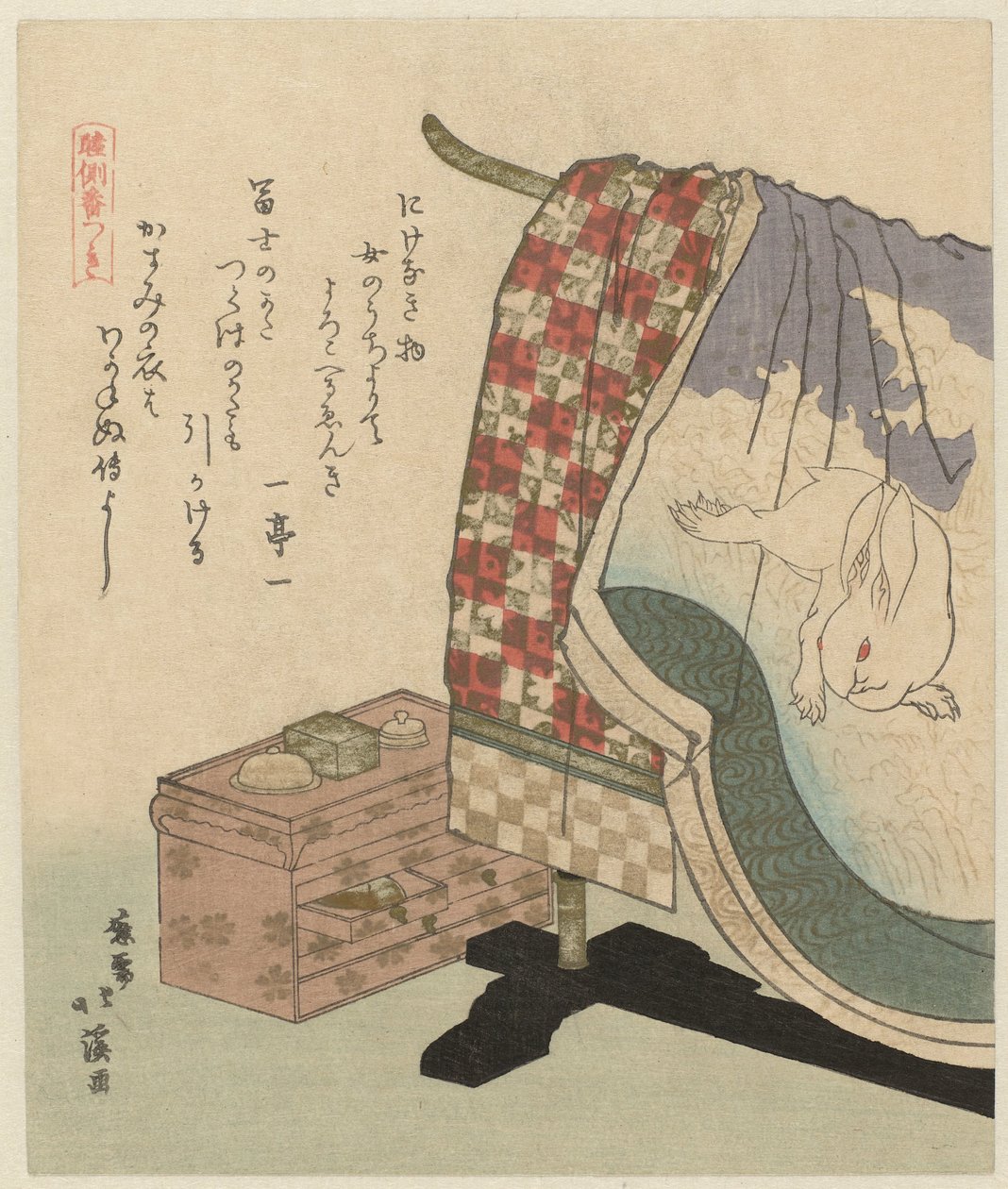 Kanin kimono Kyssboken (serietitel) Makura no soshi (serietitel på objekt) av Totoya Hokkei