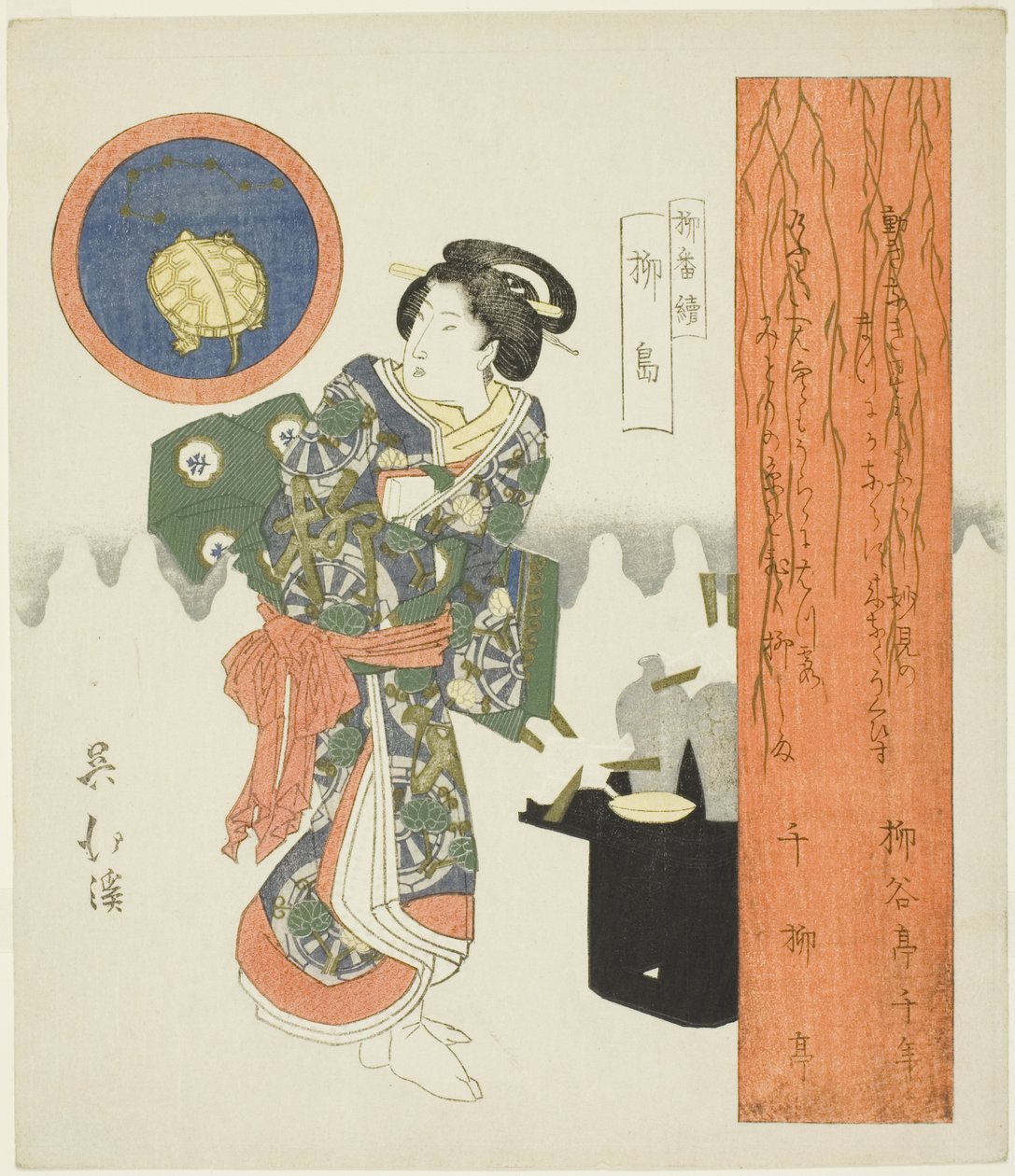 Willow Island (Yanagishima), från serien "A Series of Willows (Yanagi bantsuzuki)" av Totoya Hokkei