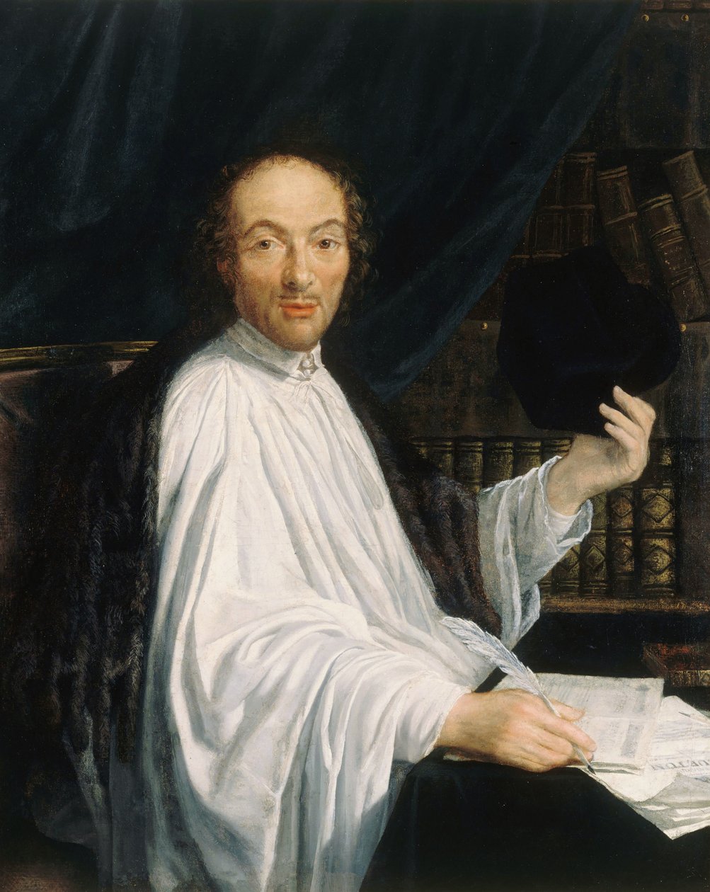 Porträtt av poeten Jean-Baptiste de Santeuil 1630-1697, 1665-1670. av Toussain Dumée