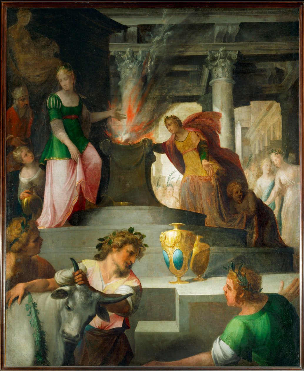 Hyante och Climene offrar till Venus (målning på duk) av Toussaint Dubreuil