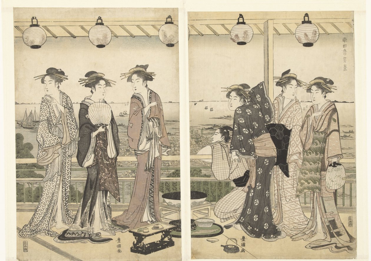 Sommar scen Natsu kei (titel på objekt) De fyra årstiderna i söder (serietitel) Minami shiki (serietitel på objekt) av Toyokuni (II) , Utagawa