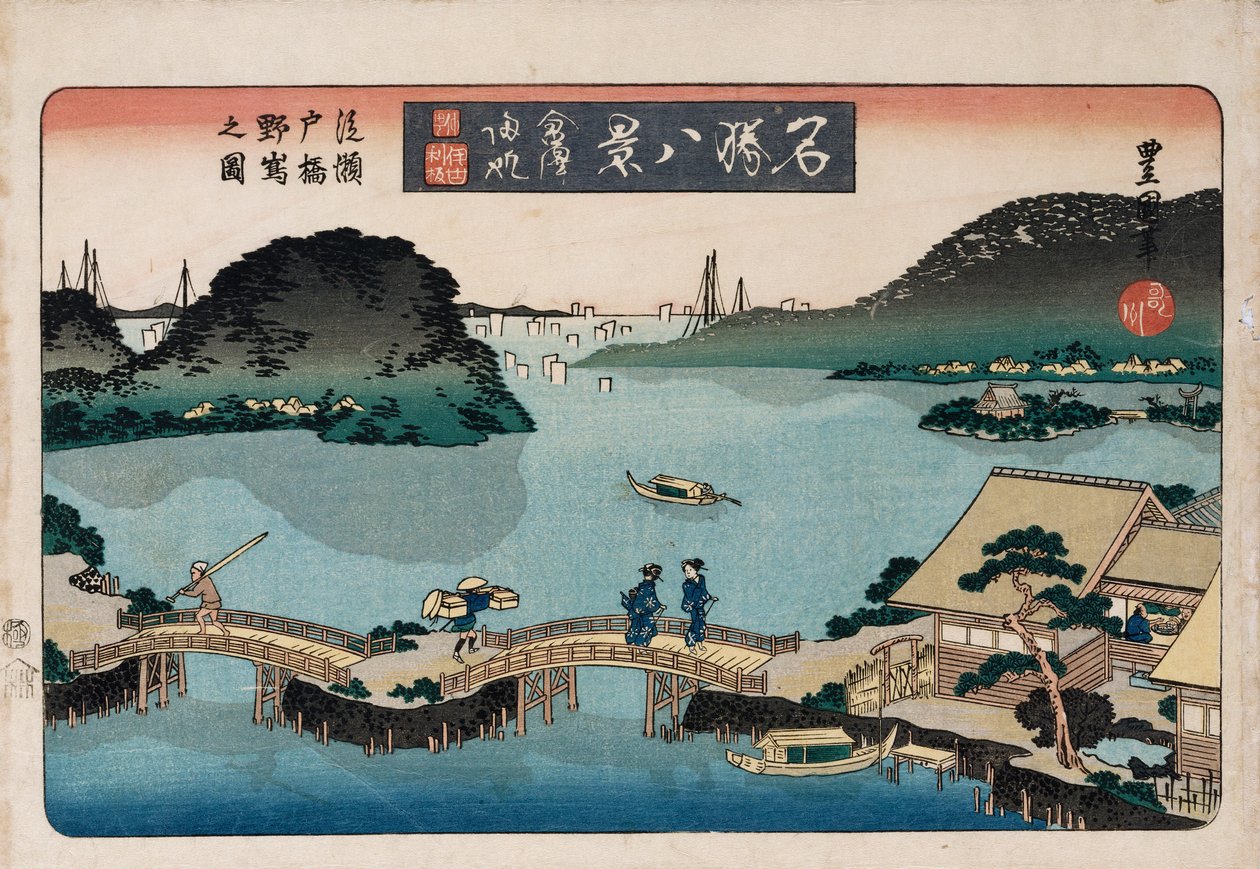 Twilight, Atami", från serien "Åtta vyer över kända platser" av Toyokuni II