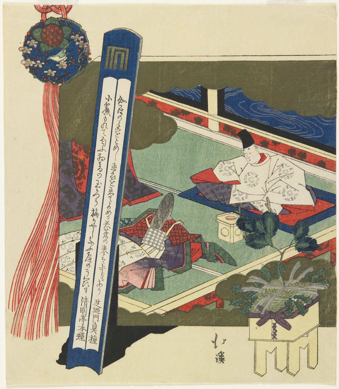 (En adelsman och en dam i ett rum), 1799-1850 av Toyota Hokkei