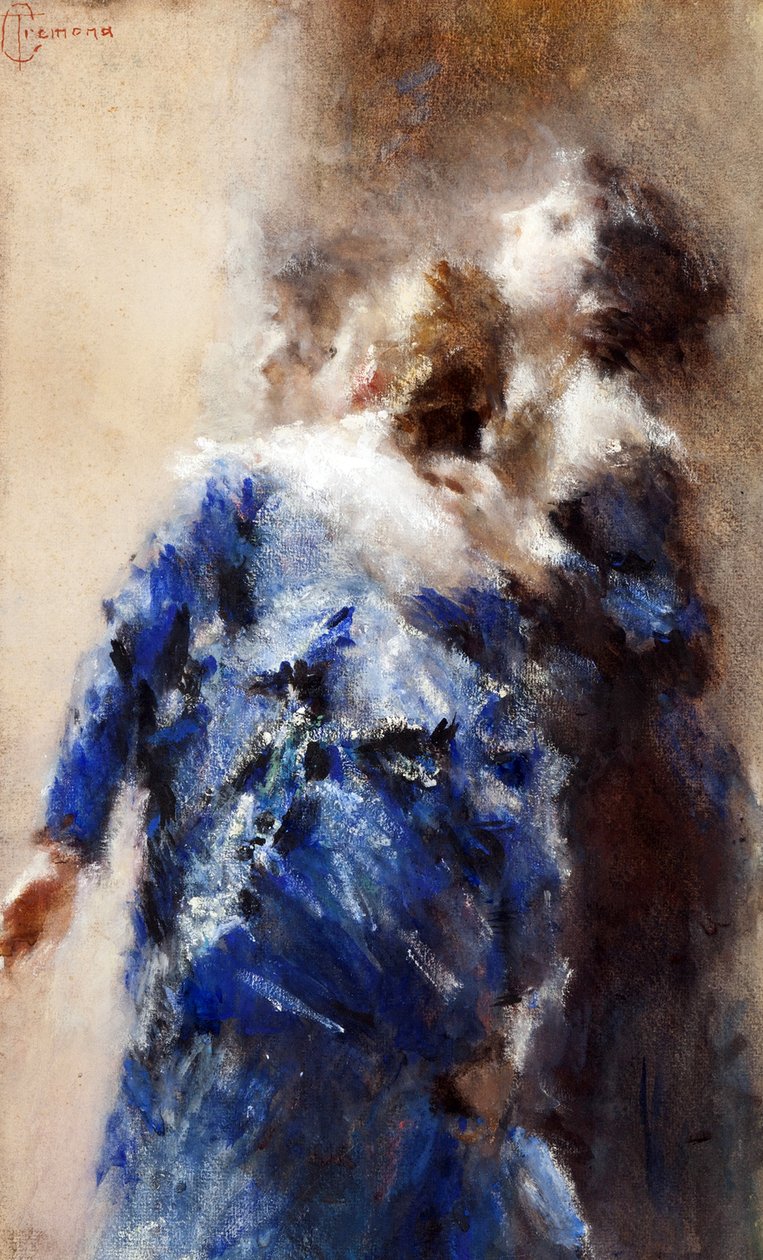 Le curiose par Cremona, Tranquillo (1837-1878). Akvarell på kartong, storlek: 49x30 av Tranquillo Cremona
