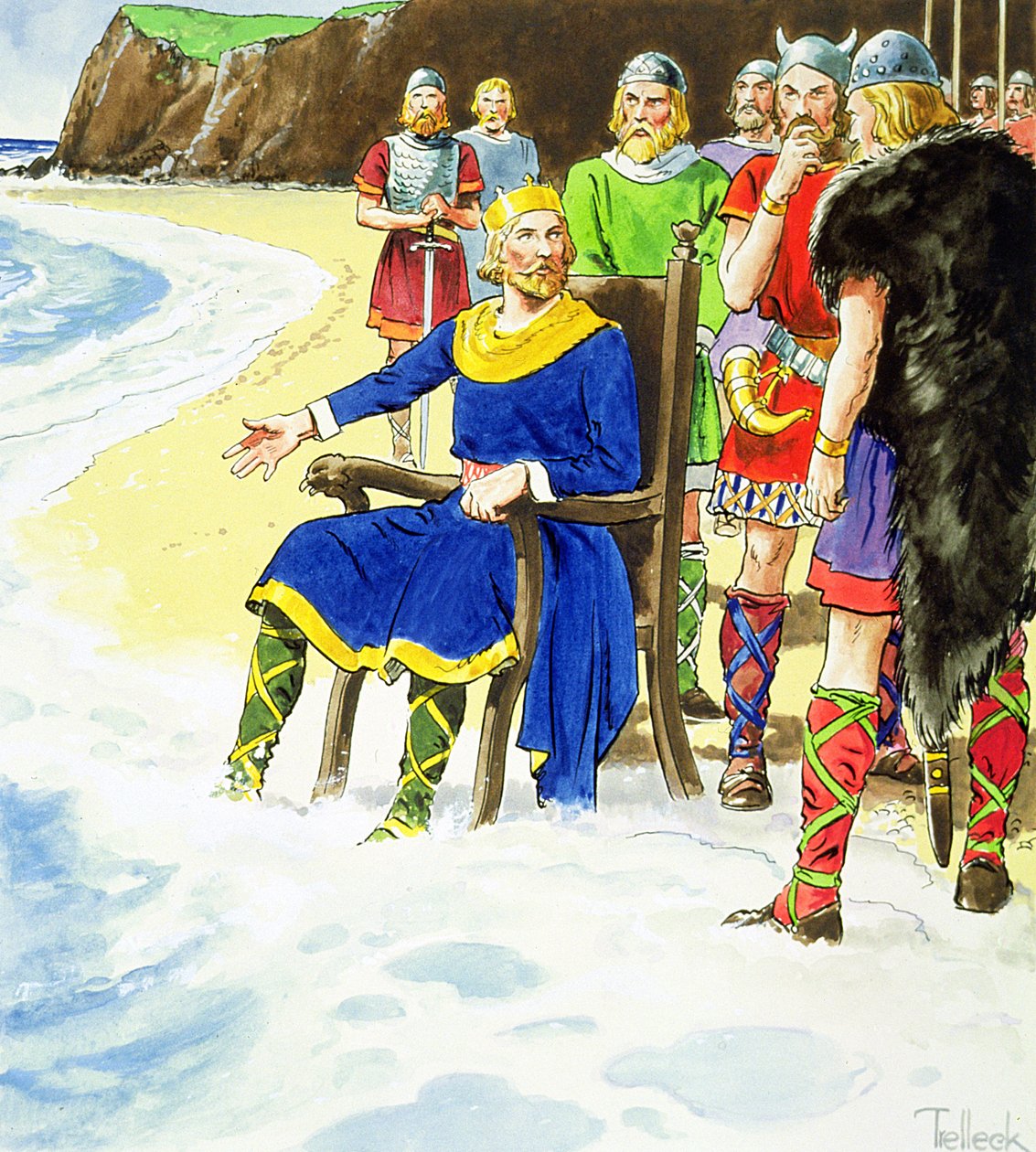 Kung Knut (ca 995-1035) från "Peeps into the Past", publicerad ca 1900 av Trelleek
