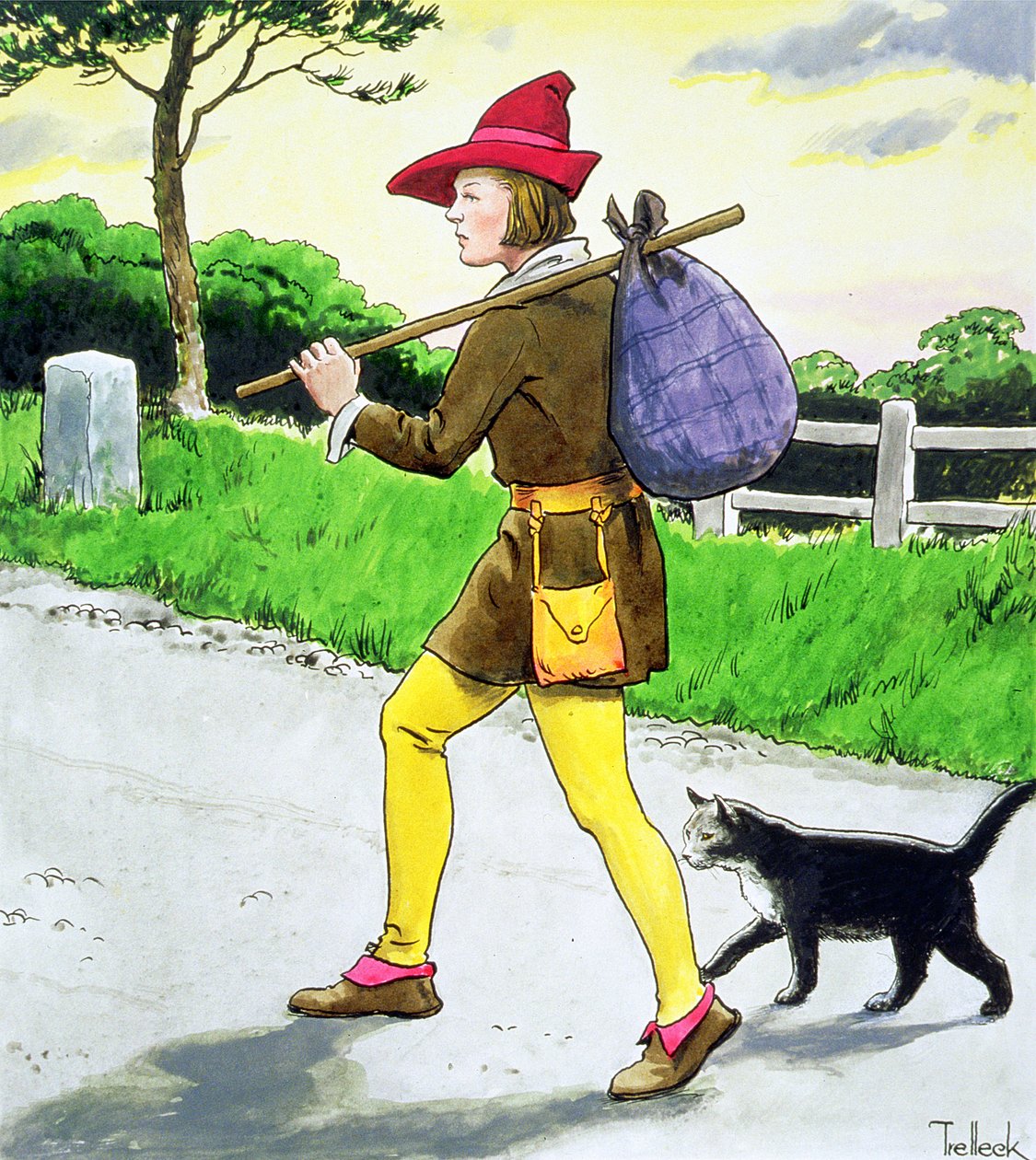 Dick Whittington (1358-1423) och hans katt, från "Peeps into the Past", publicerad ca 1900 av Trelleek