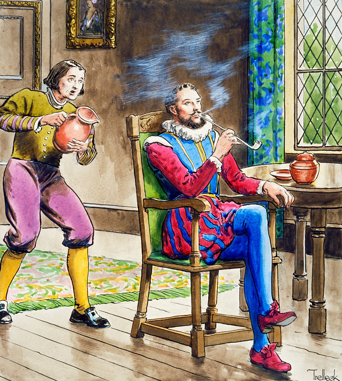 Sir Walter Raleigh röker pipa, c1900 av Trelleek