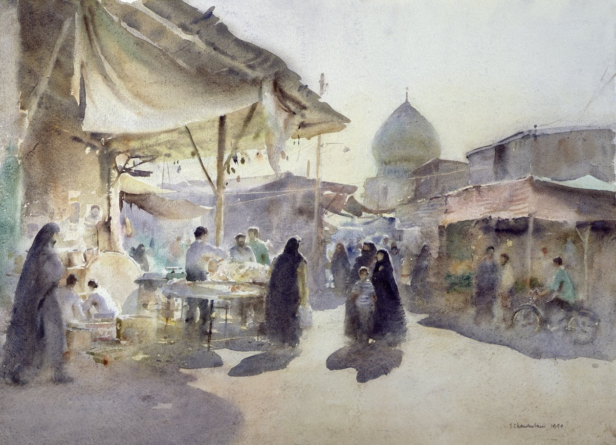 Ljus och skugga, Shiraz Bazaar, 1994 (wc på papper) av Trevor Chamberlain