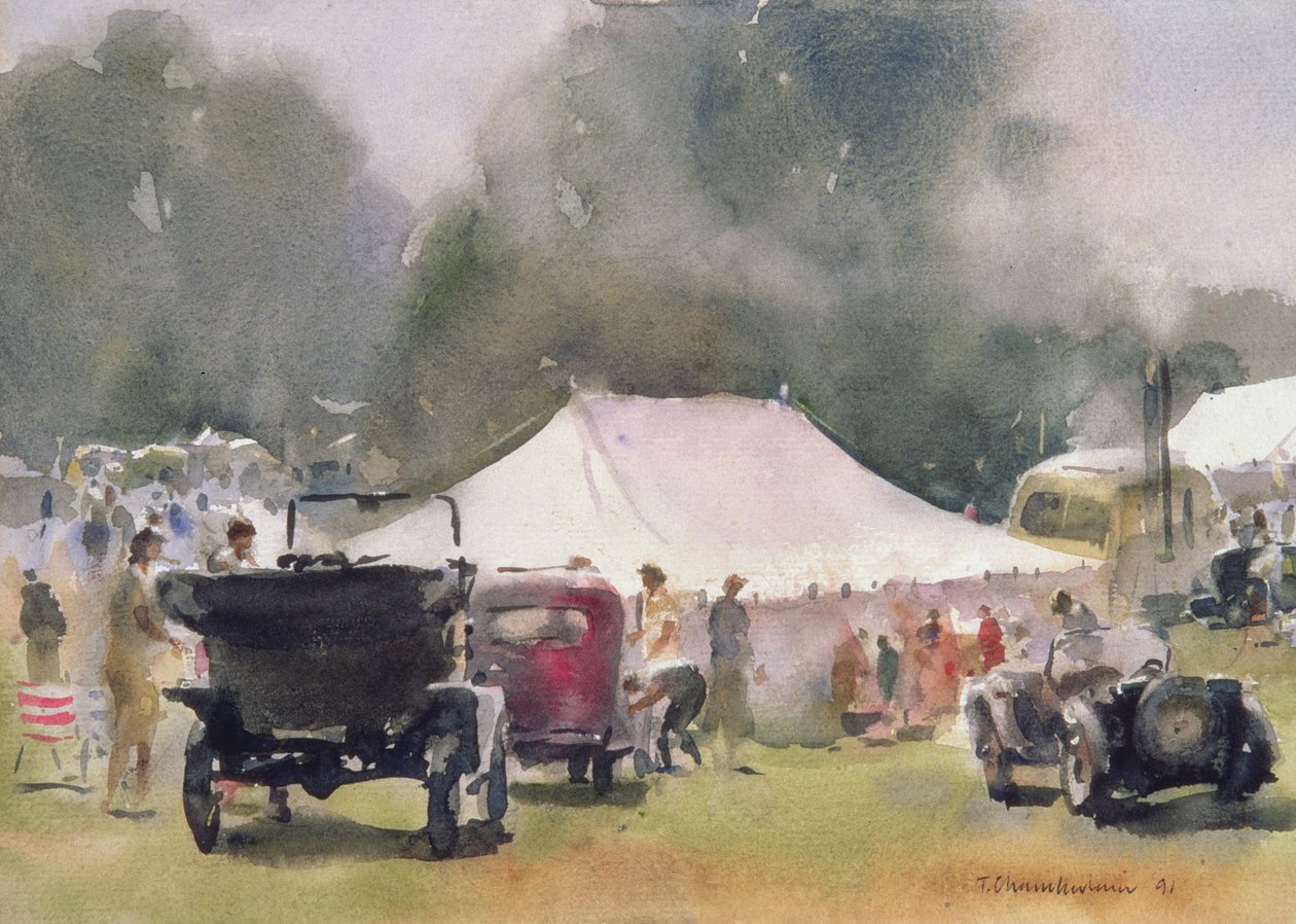 Vintage Motor Rally, 1991 (wc på papper) av Trevor Chamberlain