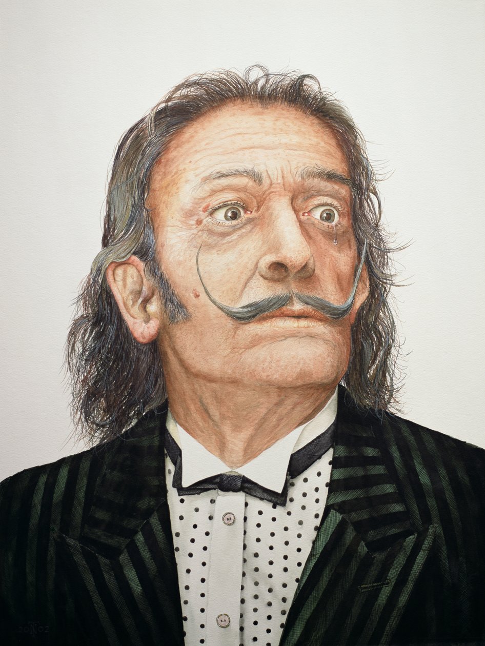 Dali (1904-89) (wc på akvarelltavla) av Trevor Neal