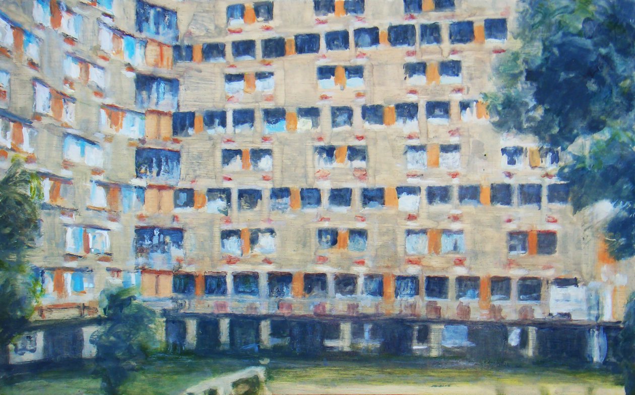 En plats att bo på 10, 2011 (olja på plywood) av Trevor Burgess