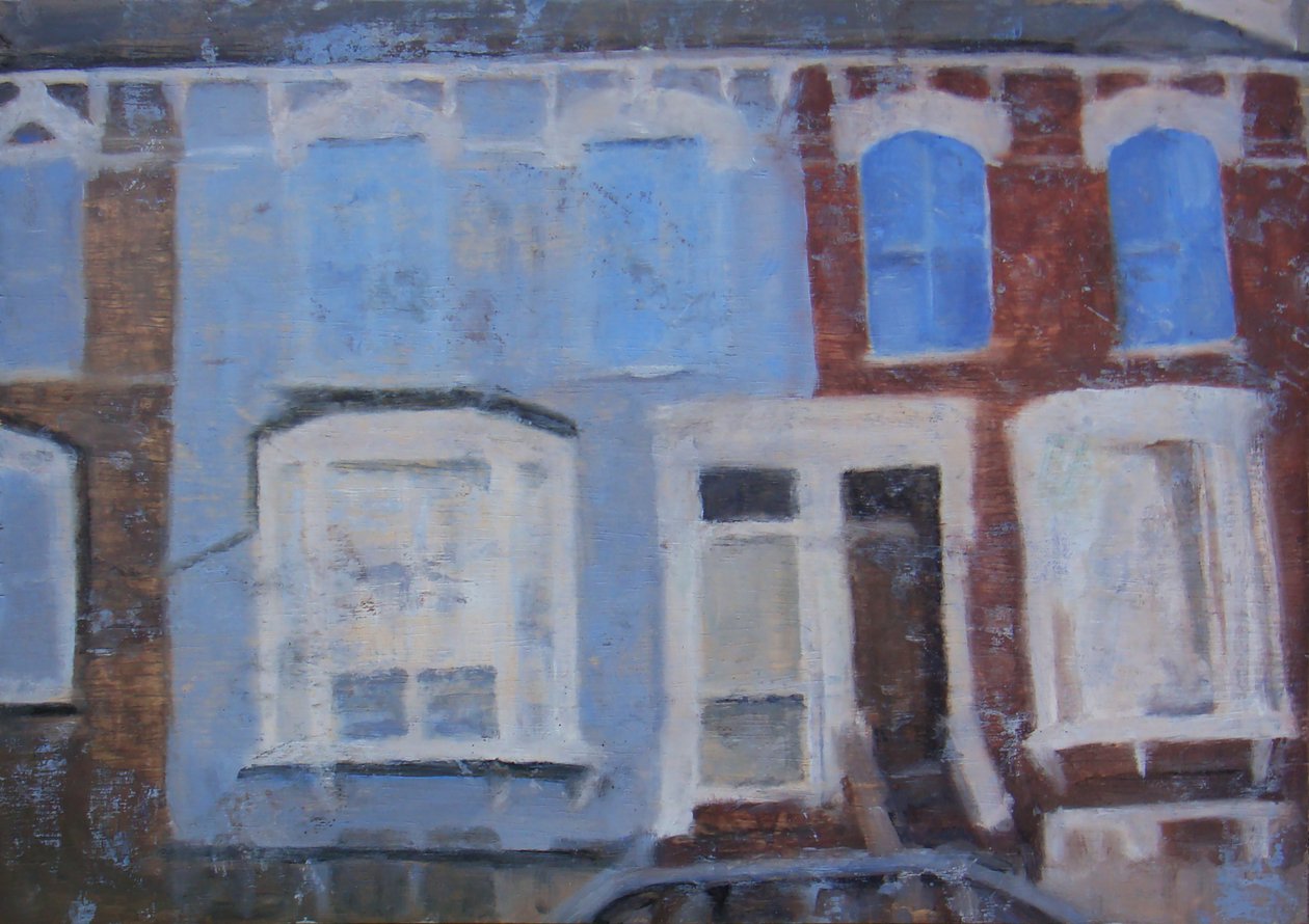 En plats att leva på 14, 2011 (olja på plywood) av Trevor Burgess
