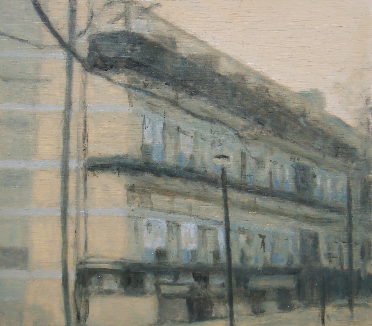 En plats att bo på 27, 2012 (olja på plywood) av Trevor Burgess
