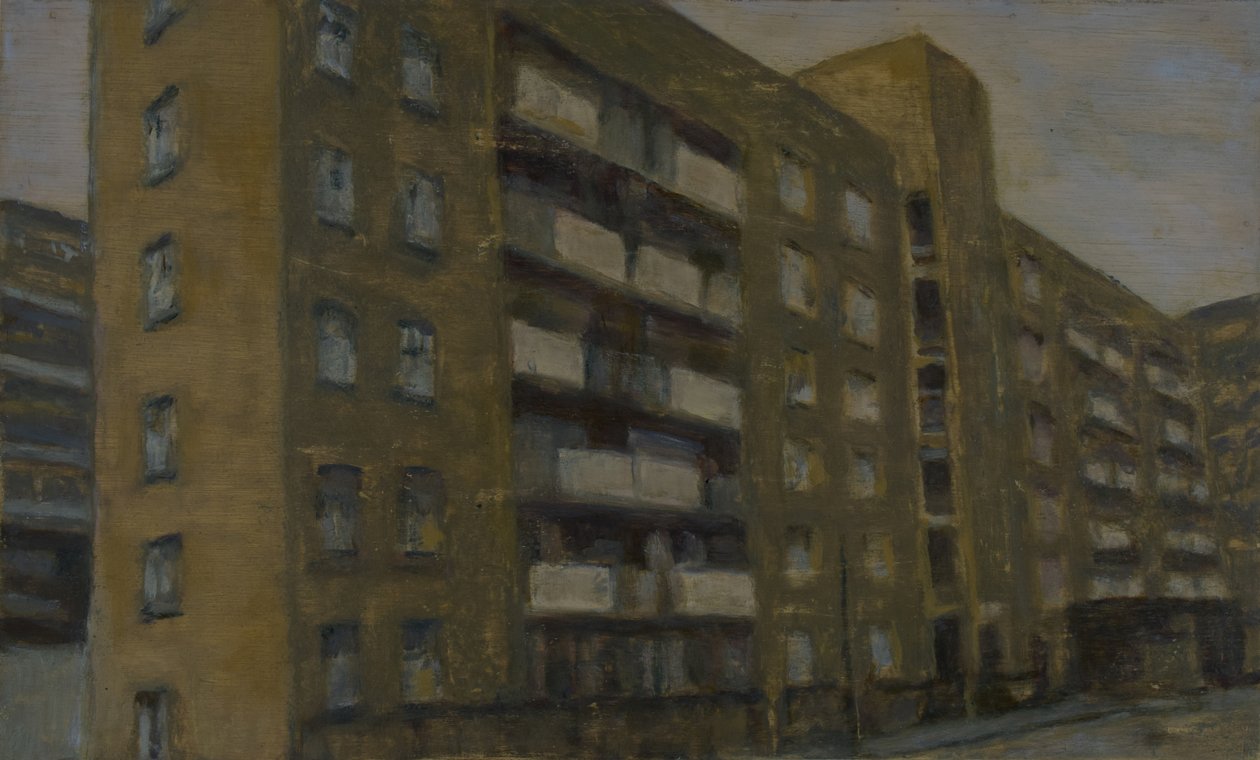 En plats att bo på 34, 2012 (olja på plywood) av Trevor Burgess