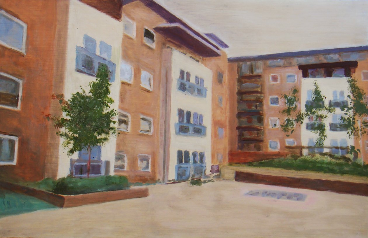 A place to live 45, 2012 (olja på plywood) av Trevor Burgess