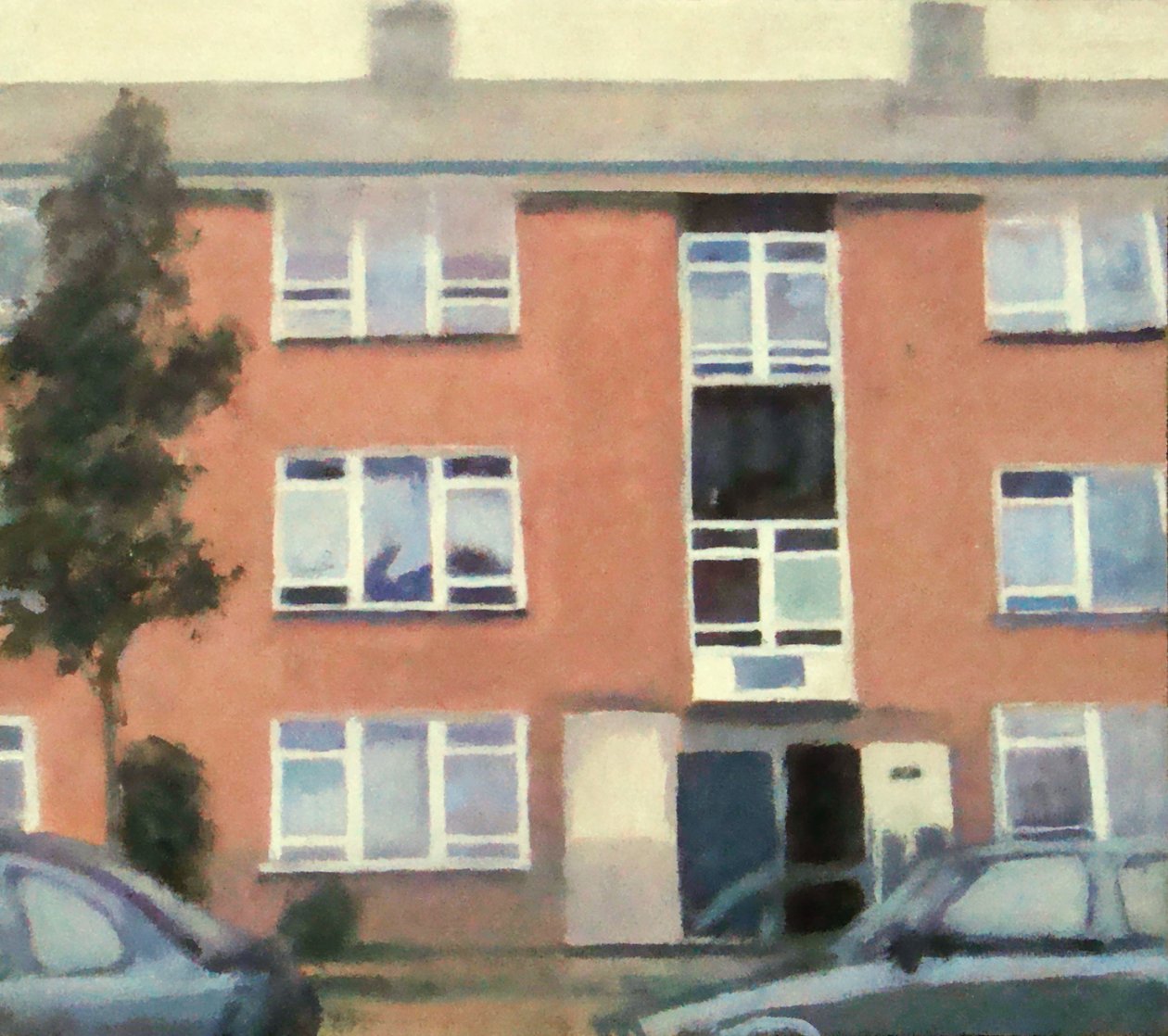 En plats att bo på 47, 2012 (olja på plywood) av Trevor Burgess