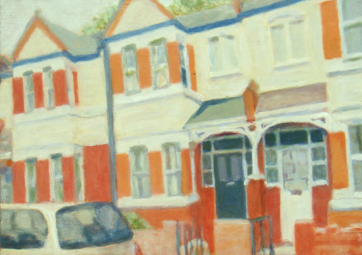 En plats att bo på 49, 2012 (olja på plywood) av Trevor Burgess