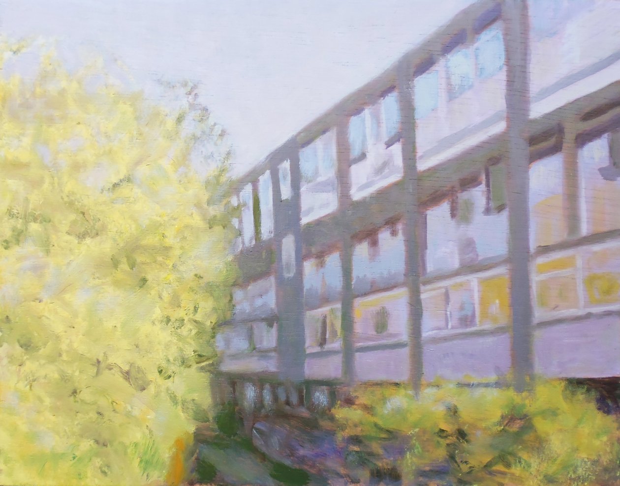 En plats att bo på 53, 2013 (olja på plywood) av Trevor Burgess