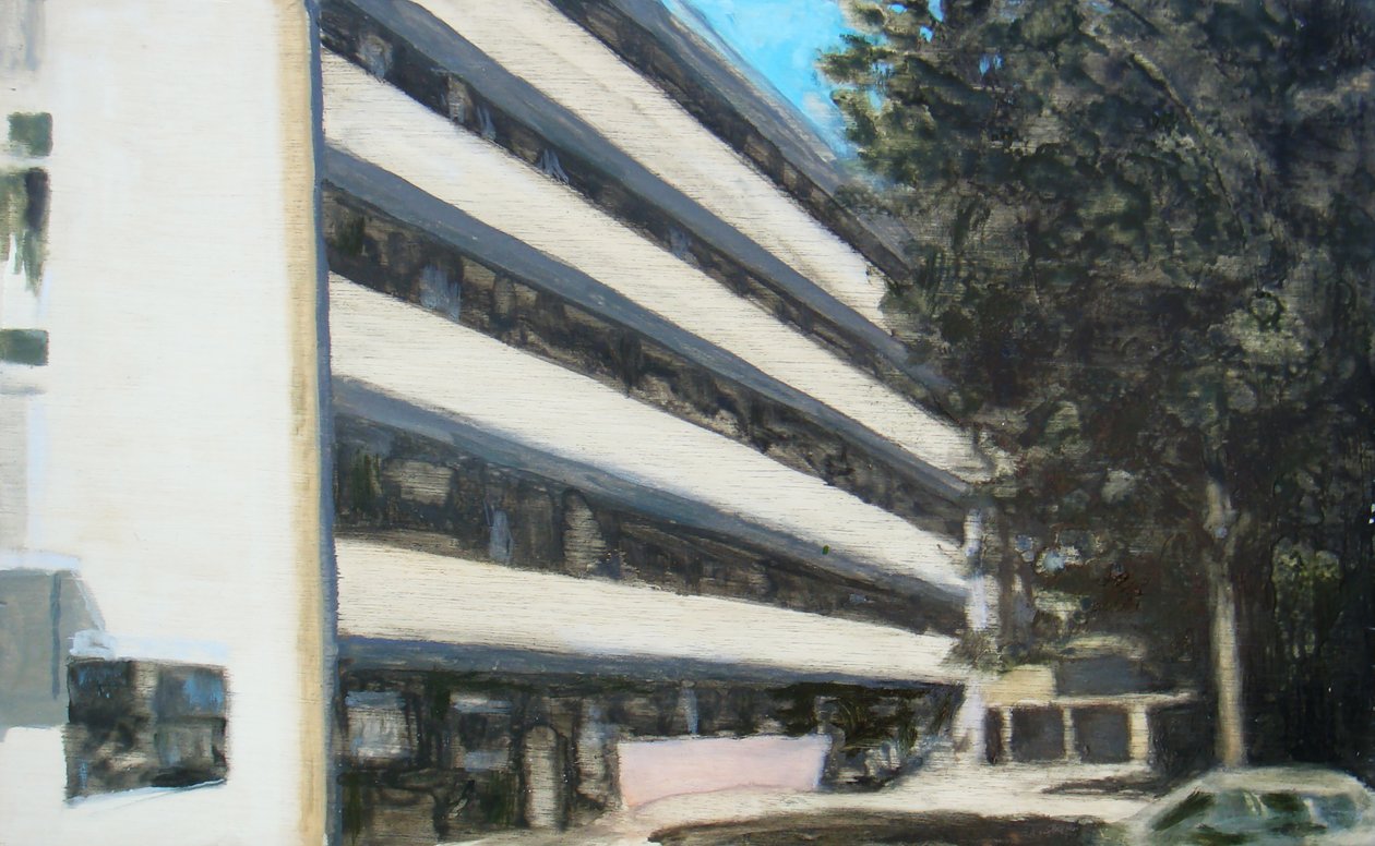 En plats att bo på 9, 2011 (olja på plywood) av Trevor Burgess