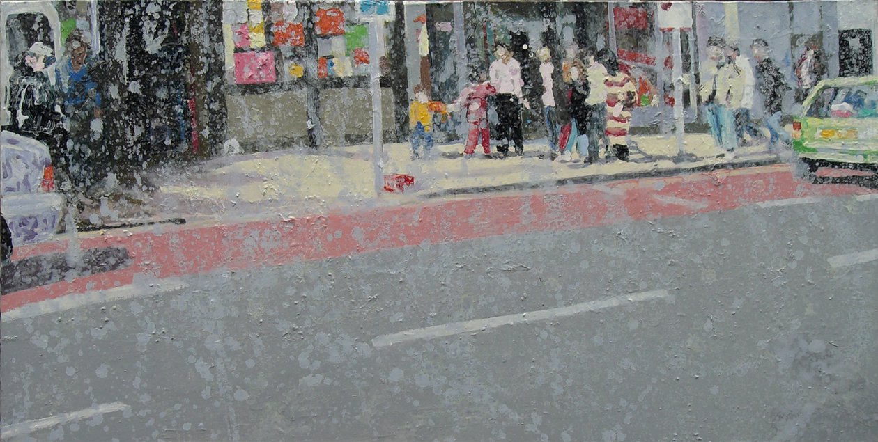 Across the road, 2003 (olja på duk) av Trevor Burgess