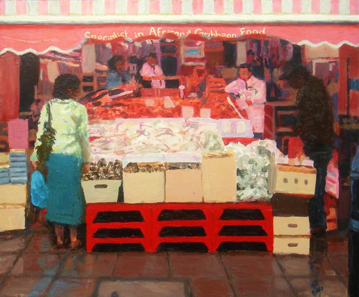 African  Caribbean Food, 2010 (olja på pannå) av Trevor Burgess