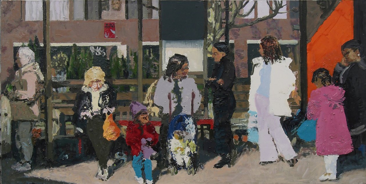 Busshållplats, 2003 (olja på duk) av Trevor Burgess